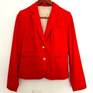 Banana Republic Red Polyester Blazer with Gold Buttons